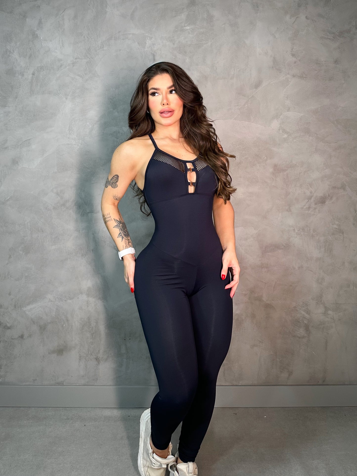 SCRUNCH BOOTY BLACK AND MASH DETAIL RINGS JUMPSUIT
