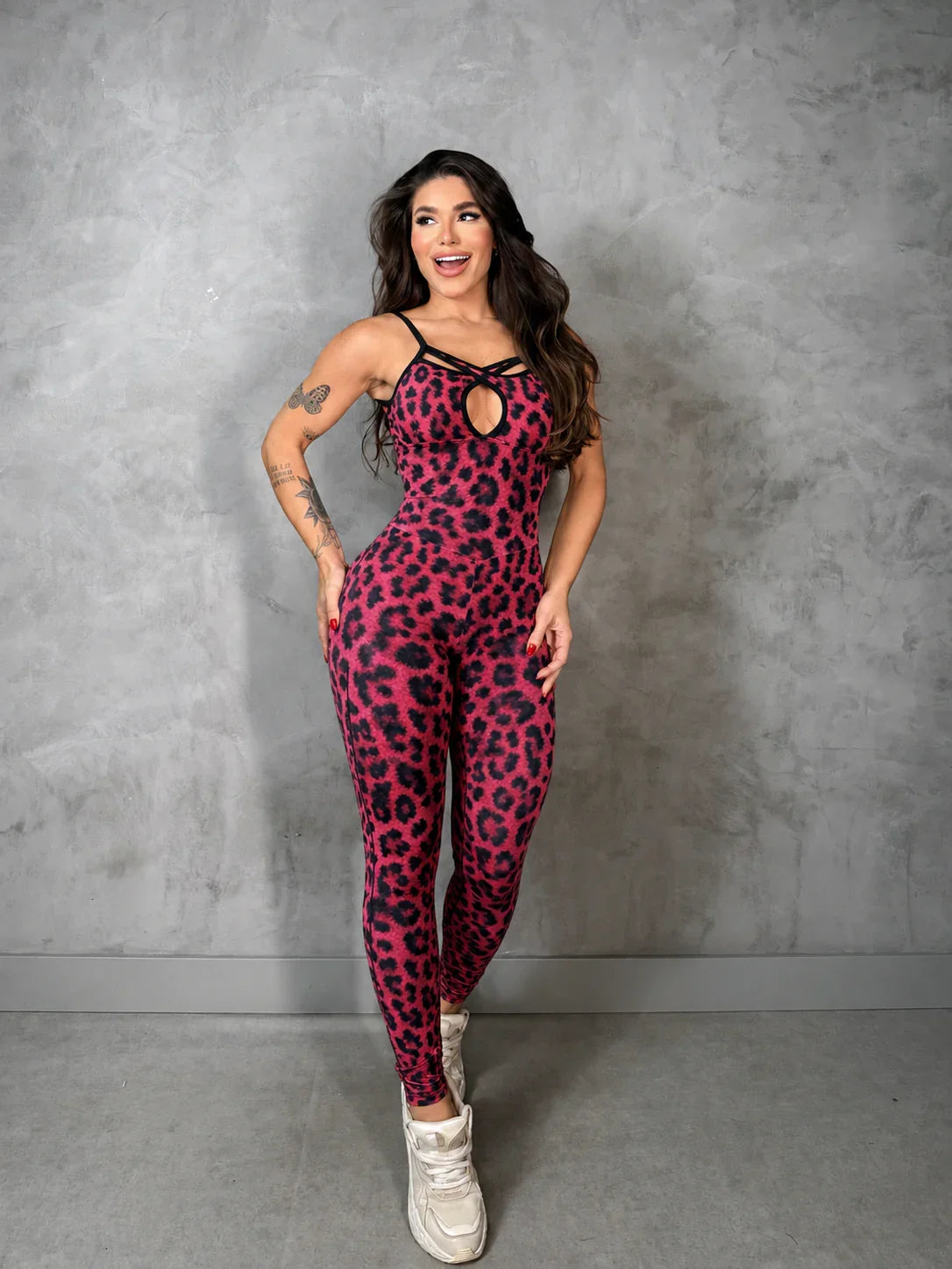 SCRUNCH BOOTY RED LEOPARD FABI JUMPSUIT, NO RETURN