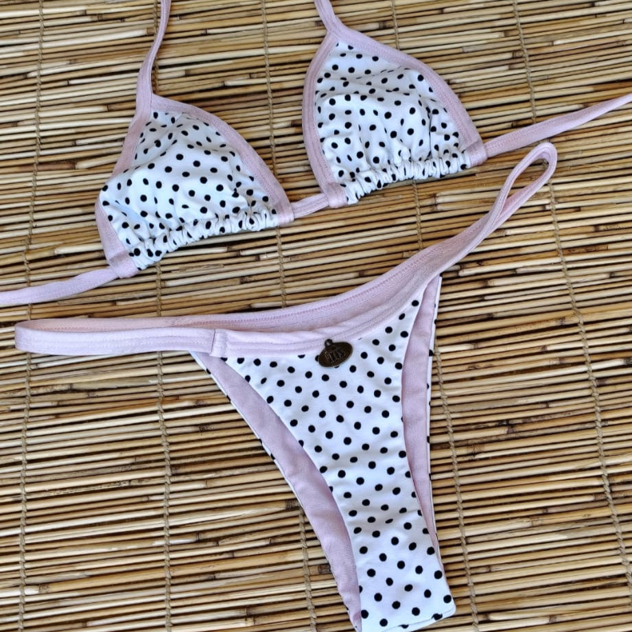 WHITE POLK DOTS AND LIGHT PINK BIKINI - NO RETURN