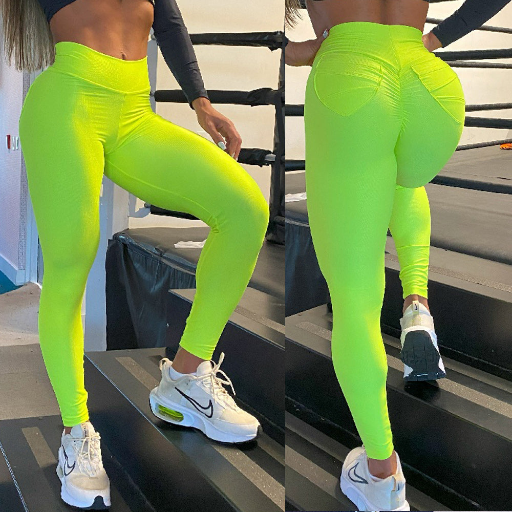SCRUNCH BOOTY NEON GREEN POCKET LEGGINGS – Iris Fitness Online
