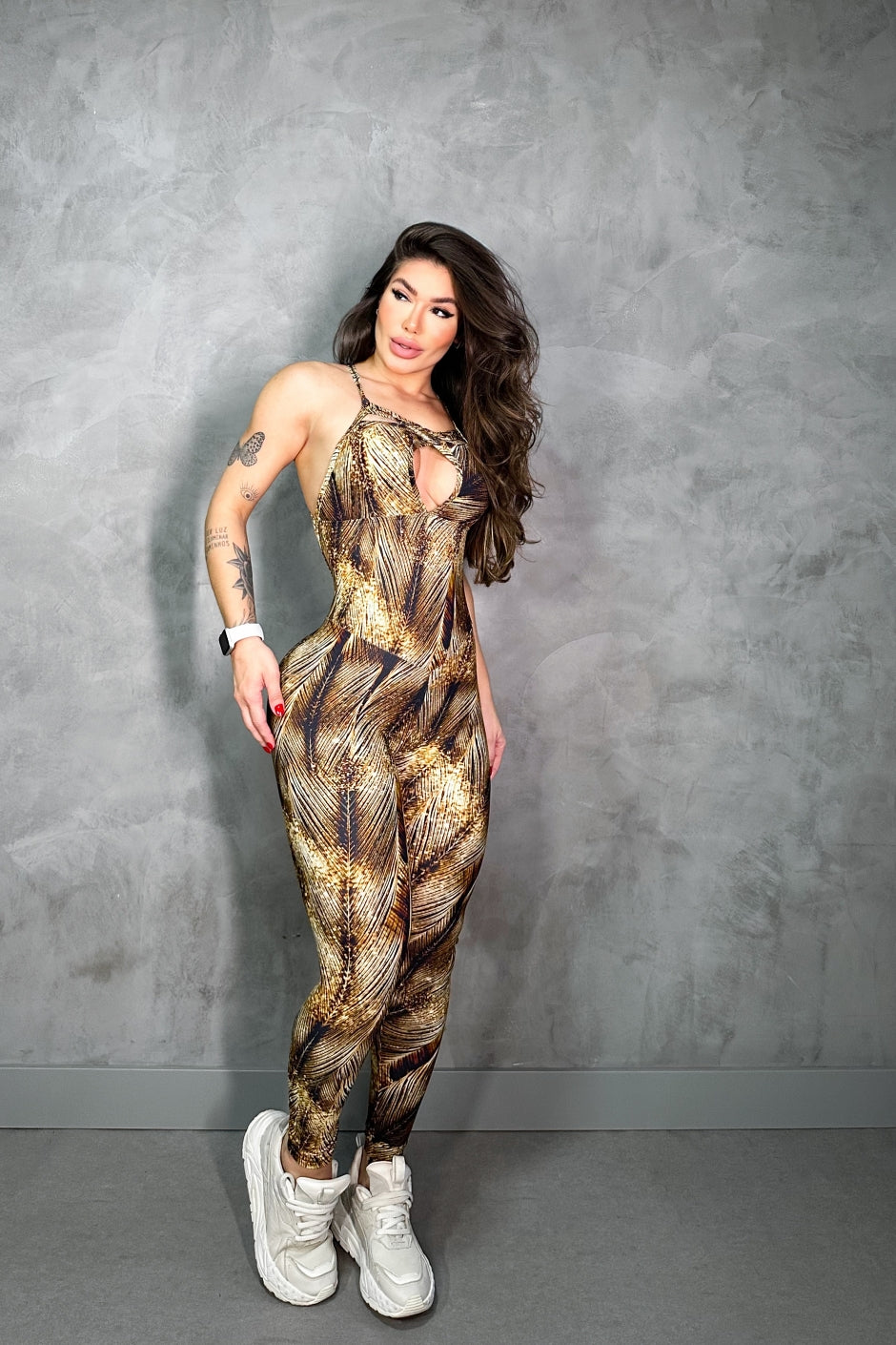 SCRUNCH BOOTY GOLD PRINT JUMPSUIT