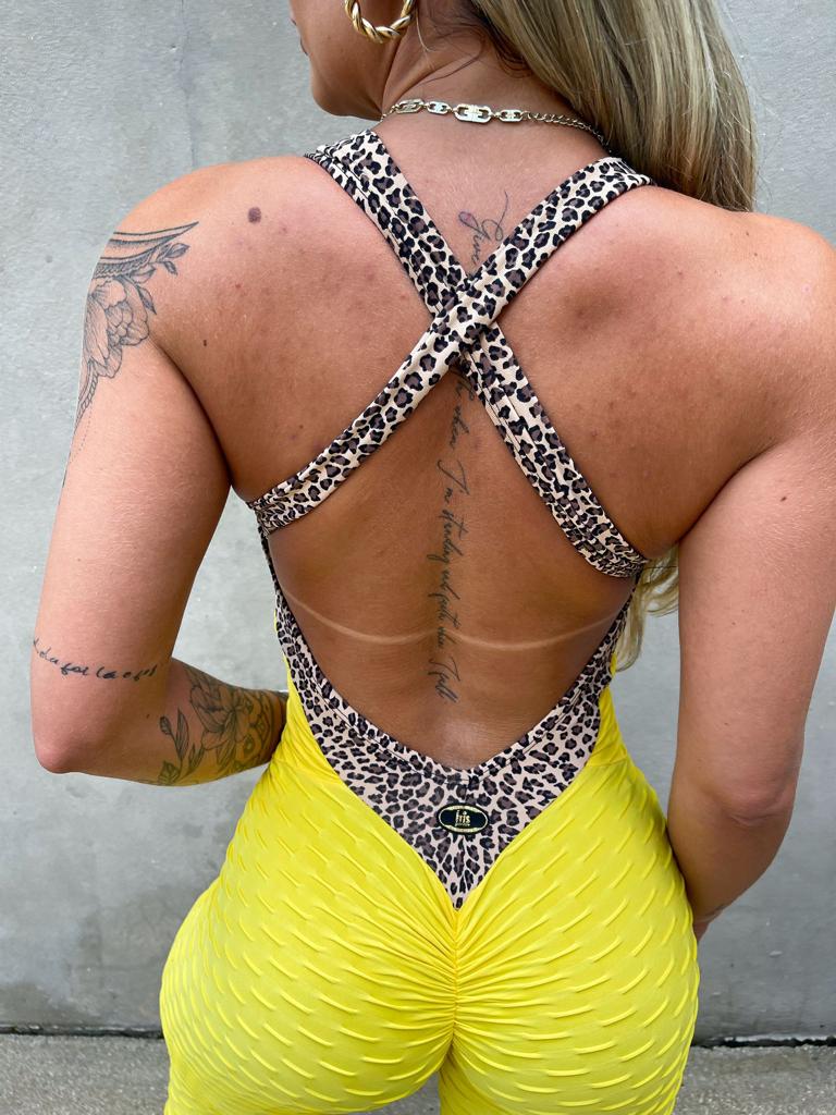 SCRUNCH BOOTY YELLOW AND BROWN TEETH JUMPSUIT