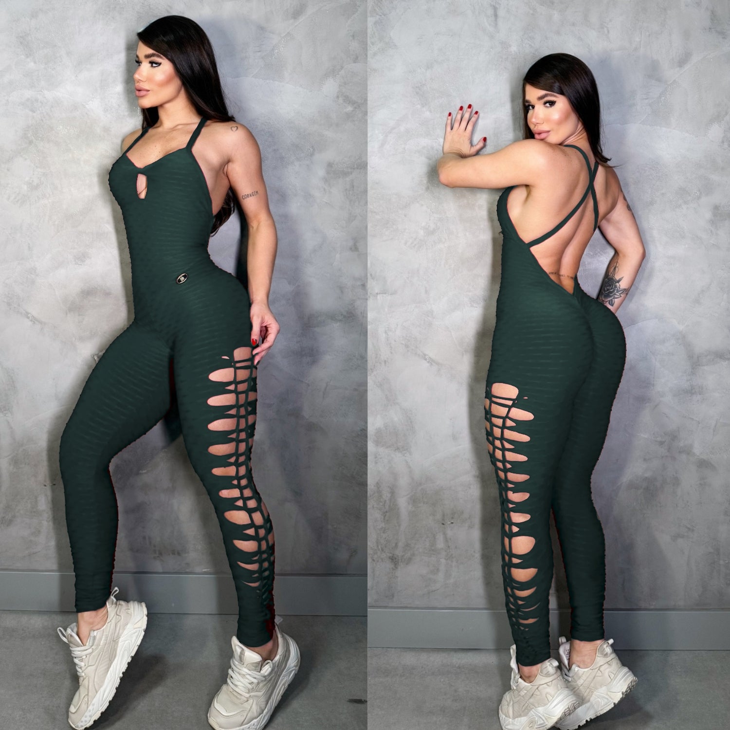 SCRUNCH BOOTY GREEN WAVE RIPPED JUMPSUIT, NO RETURN – Iris Fitness