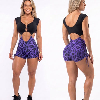 SCRUNCH BOOTY PURPLE AND BLACK SHORT JUMPSUIT