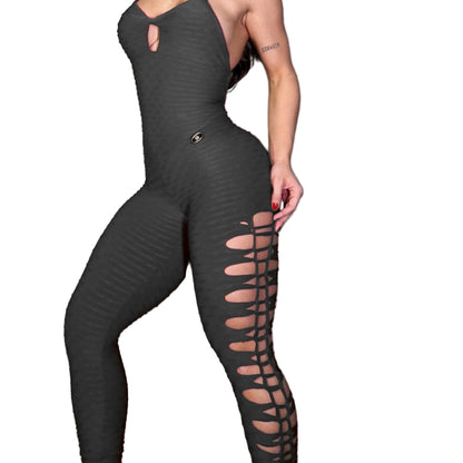 SCRUNCH BOOTY GRAY WAVE RIPPED JUMPSUIT, NO RETURN