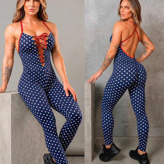 SCRUNCH BOOTY WAVE POLK DOTS JESSE JUMPSUIT