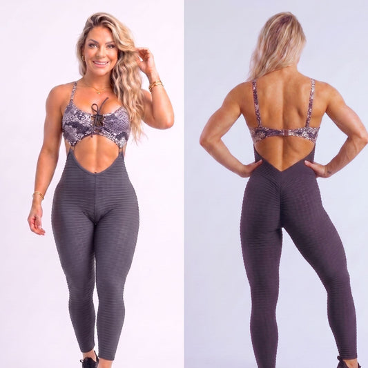 SCRUNCH BOOTY GRAY JULIA RINGS JUMPSUIT