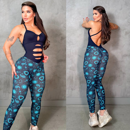 SCRUNCH BOOTY BLACK AND BLUE RIPPED JUMPSUIT, NO RETURN