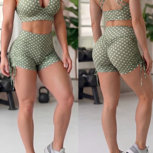 SCRUNCH BOOTY GREEN POLK DOTS SHORT