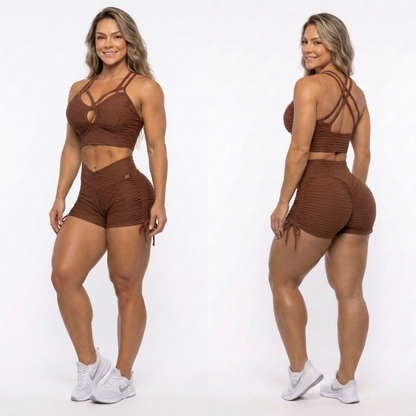 Brown Wave Lace Shorts - NO RETURN