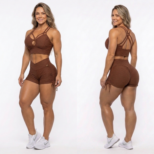 Brown Wave Lace Shorts - NO RETURN