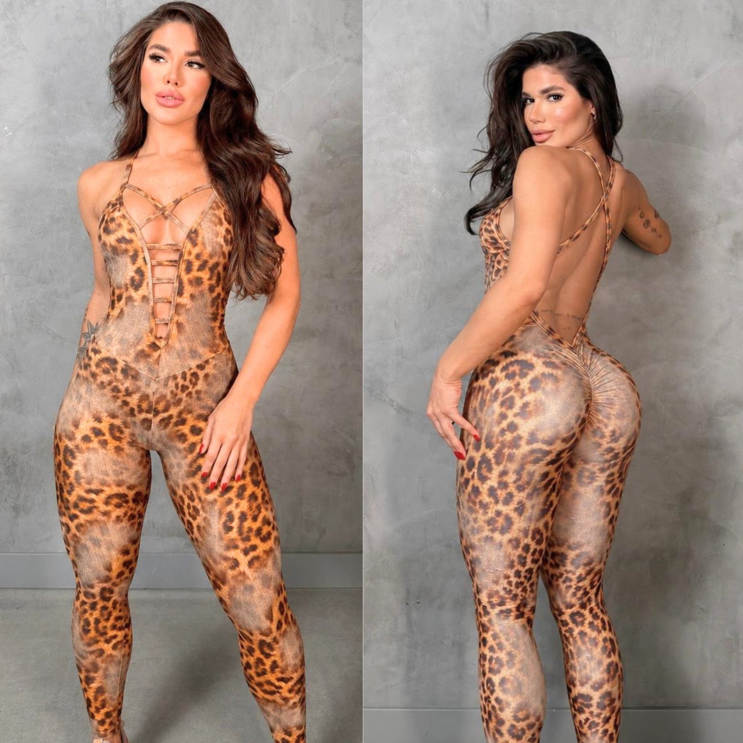 SCRUNCH BOOTY BROWN LEOPARD JULIET JUMPSUIT, NO RETURN