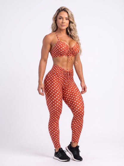 SCRUNCH BOOTY RED POLK DOTS LACE LEGGINGS