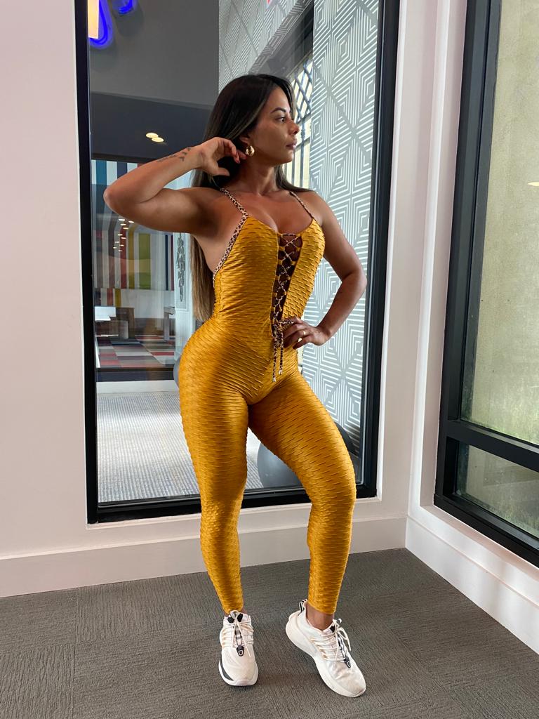 SCRUNCH BOOTY GOLD SHINE WAVE JUMPSUIT