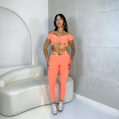 SCRUNCH BOOTY ORANGE WAVE SET