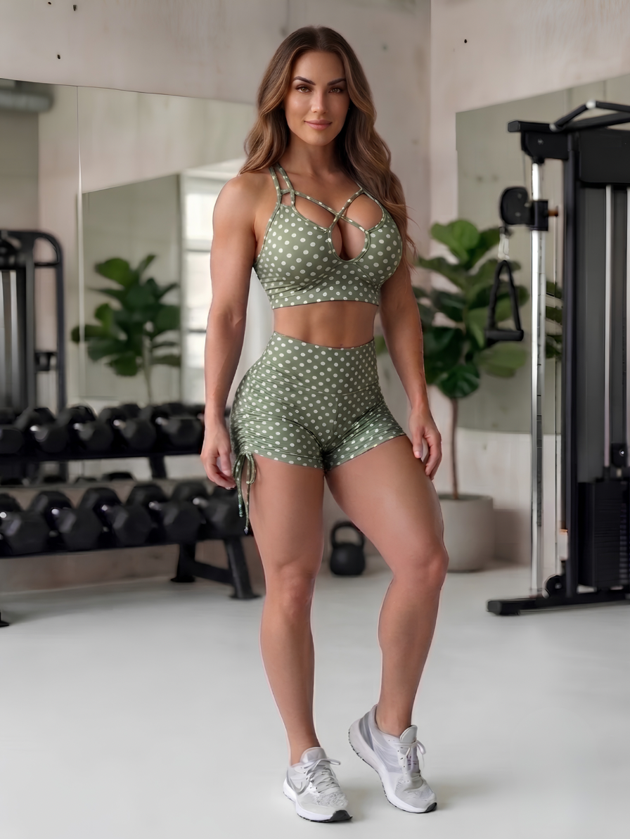 SCRUNCH BOOTY GREEN POLK DOTS SHORT