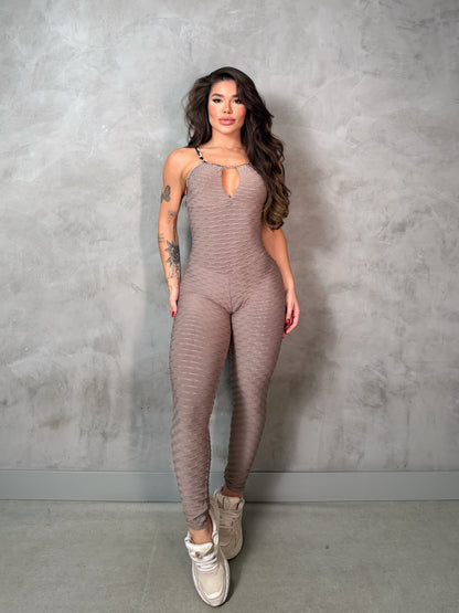 SCRUNCH BOOTY LIGHT BROWN WAVE JUMPSUIT