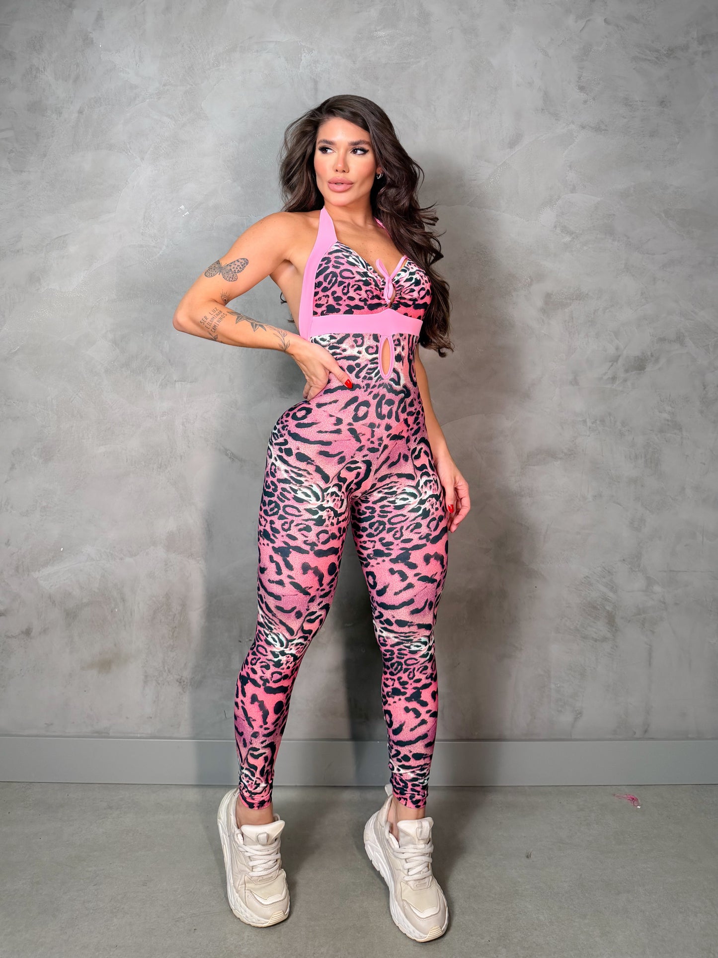 SCRUNCH BOOTY PINK LEOPARD SEXY BACK JUMPSUIT, NO RETURN