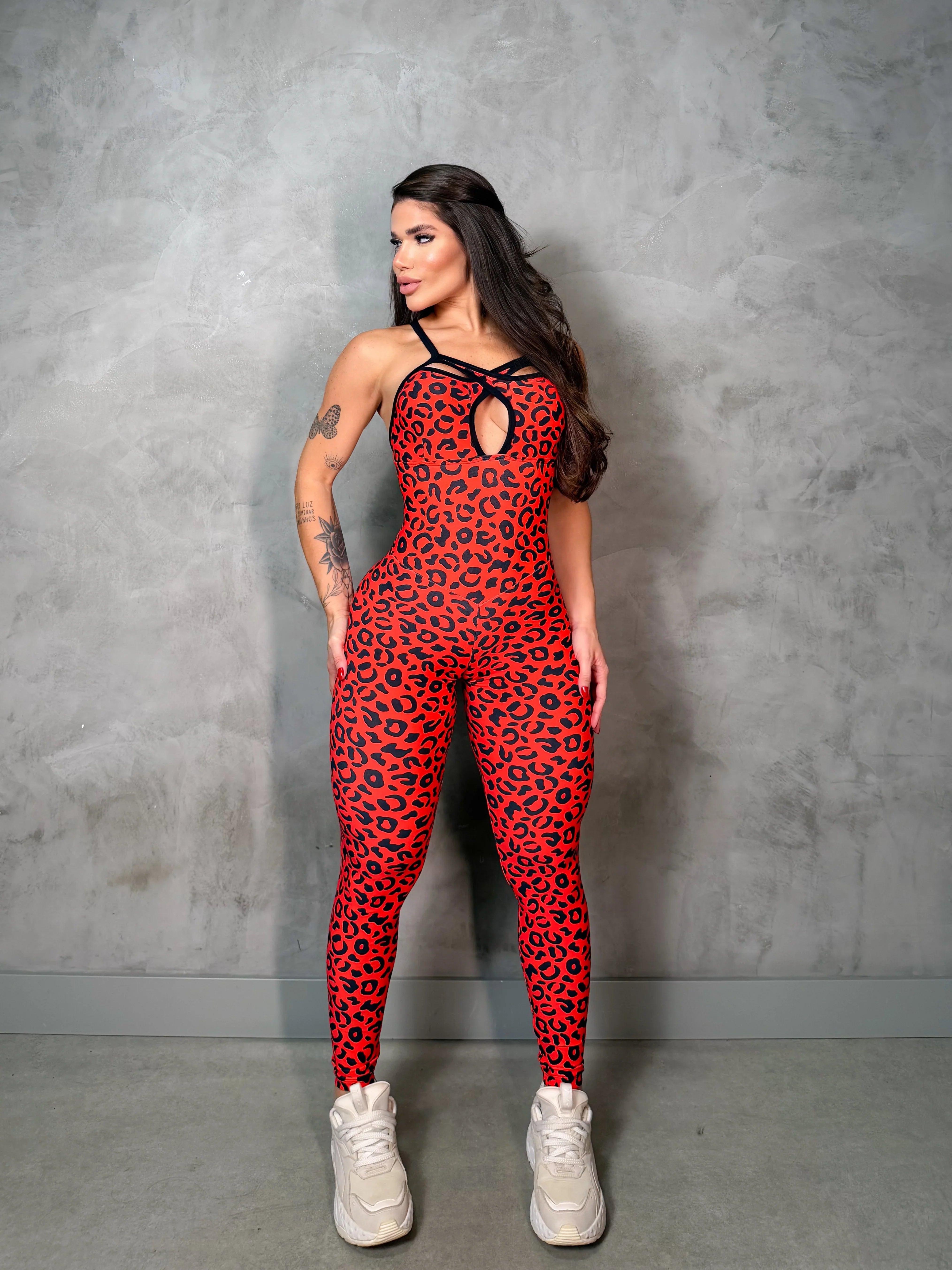 SCRUNCH BOOTY RED LEOPARD FRONT DETAIL JUMPSUIT, NO RETURN – Iris