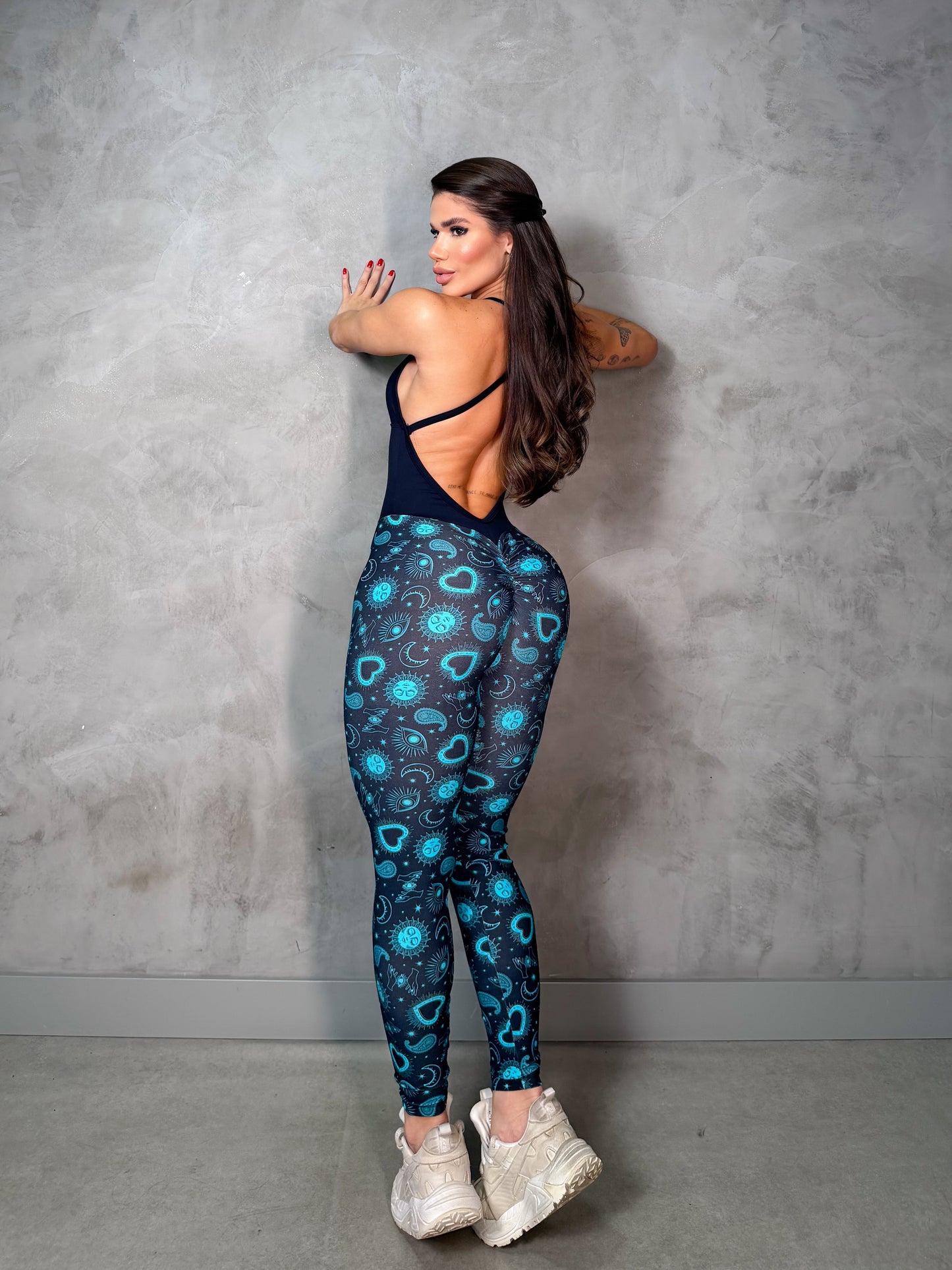 SCRUNCH BOOTY BLACK AND BLUE RIPPED JUMPSUIT, NO RETURN