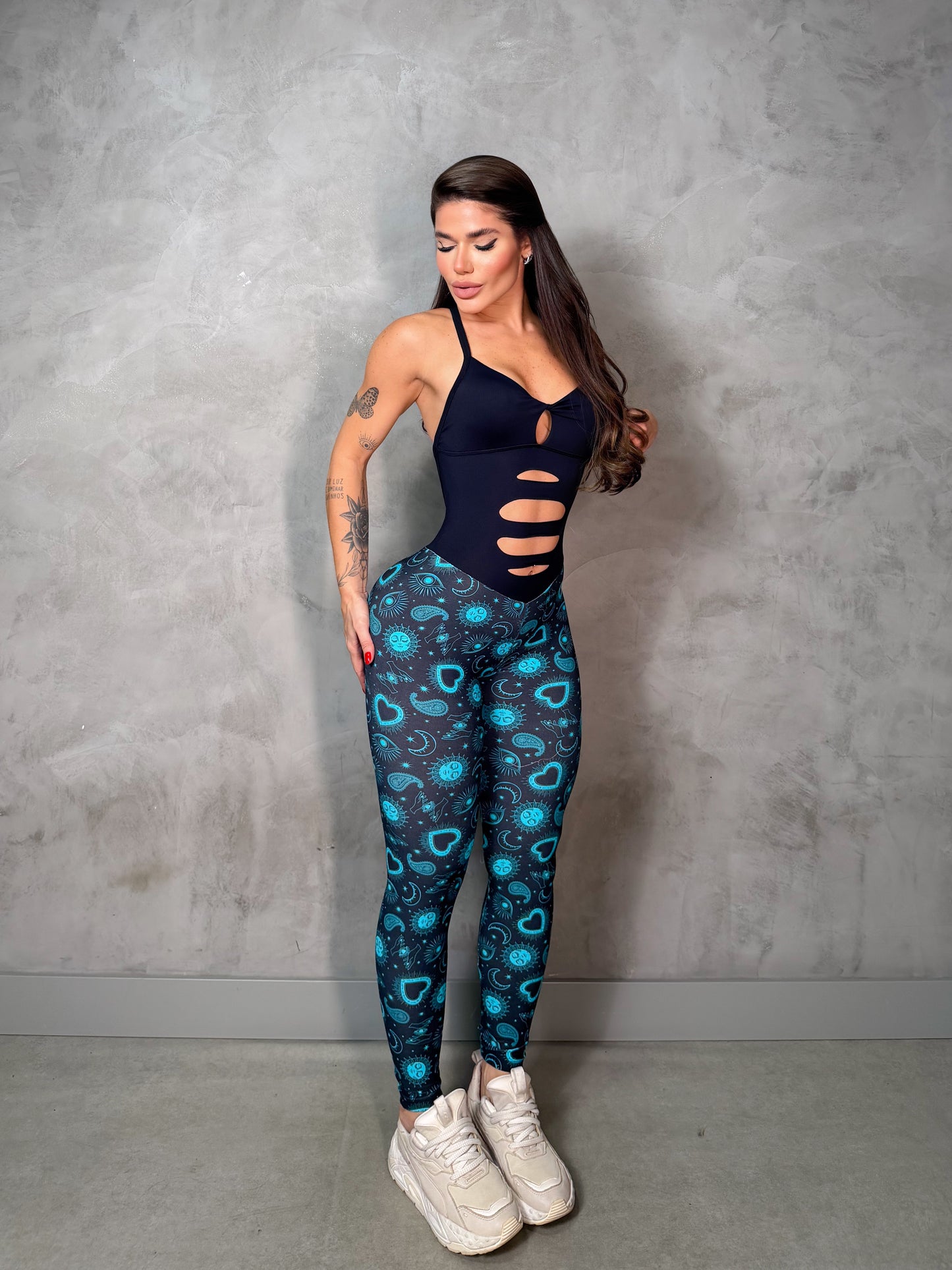 SCRUNCH BOOTY BLACK AND BLUE RIPPED JUMPSUIT, NO RETURN