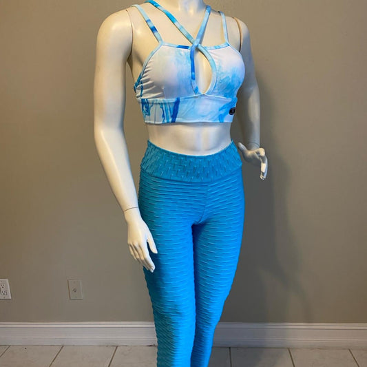 SCRUNCH BOOTY BLUE WAVE LEGGING AND TOP - NO RETURN