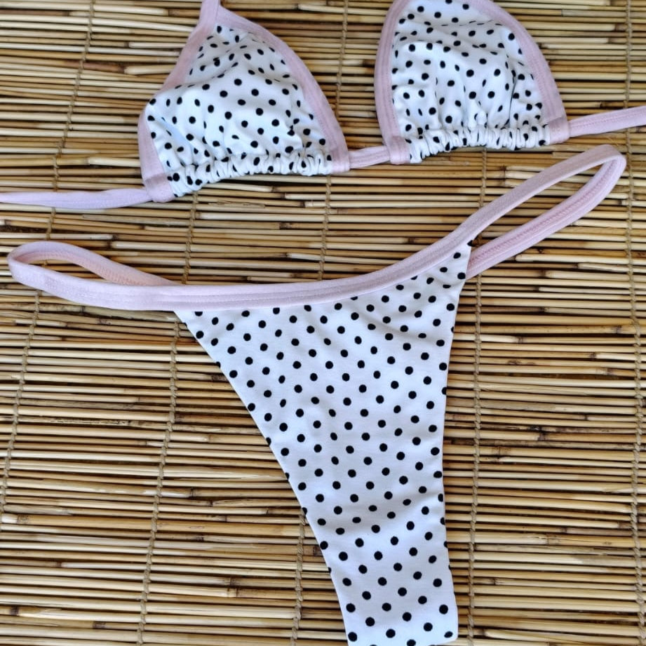 WHITE POLK DOTS AND LIGHT PINK BIKINI - NO RETURN