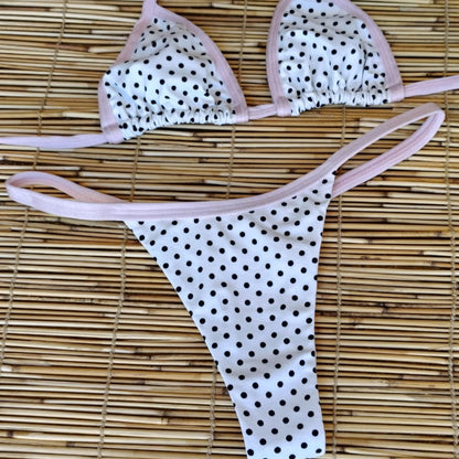 WHITE POLK DOTS AND LIGHT PINK BIKINI - NO RETURN