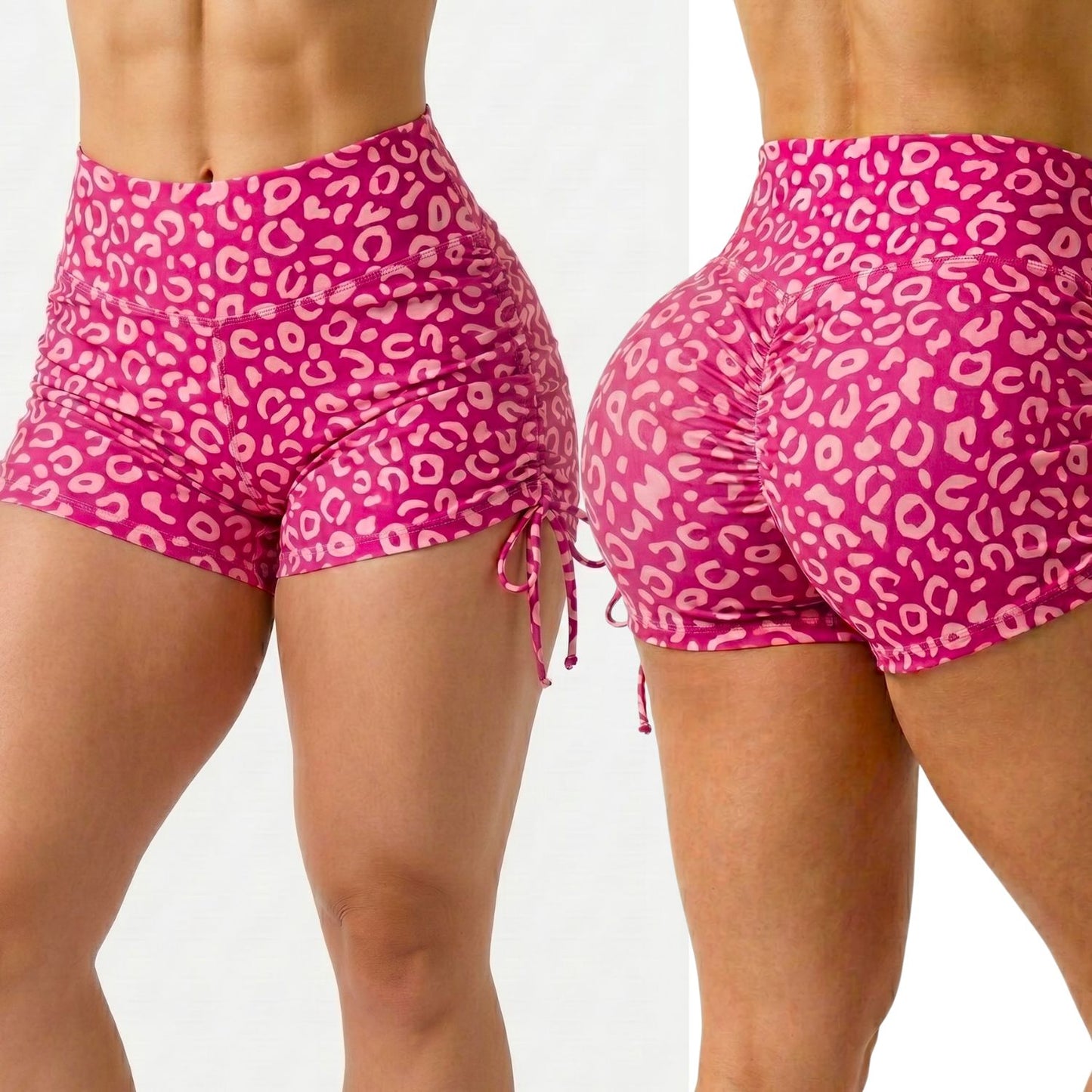 SCRUNCH BOOTY PINK LEOPARD SHORTS