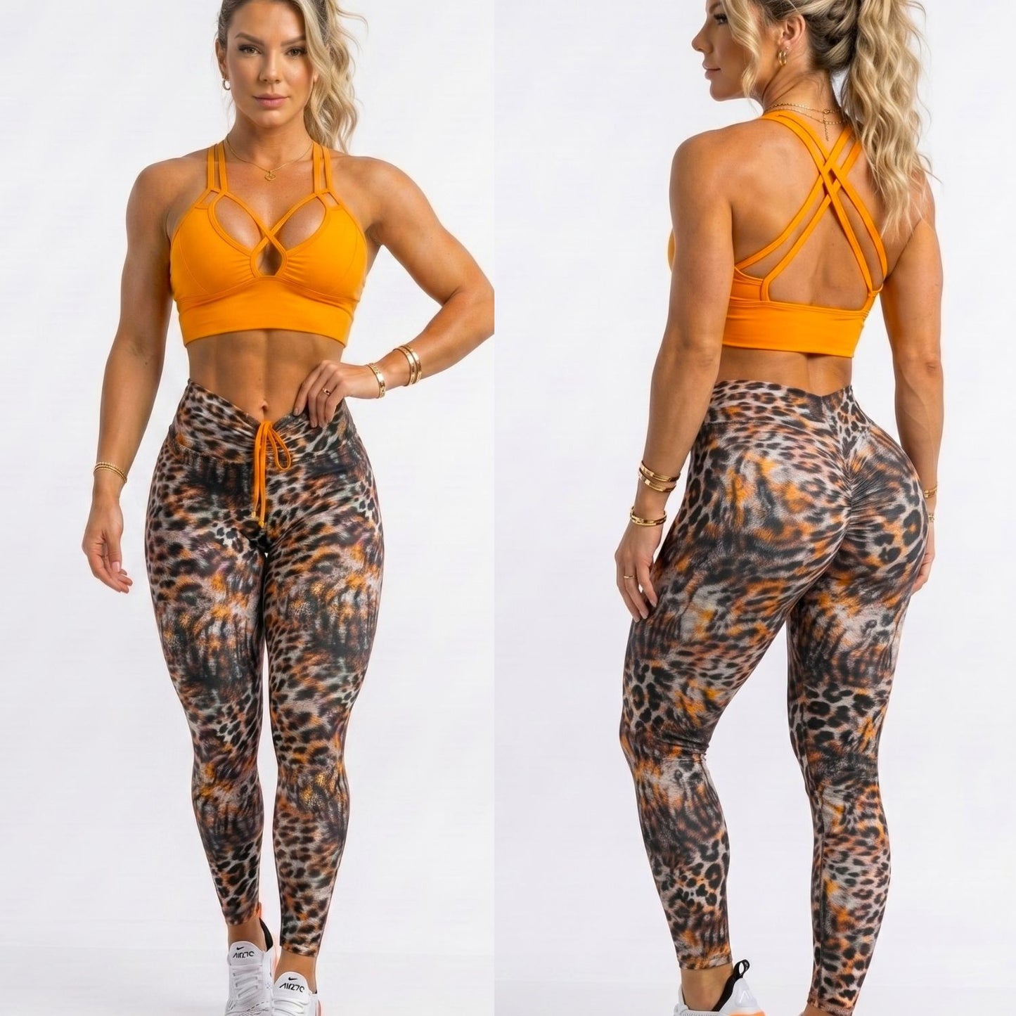 SCRUNCH BOOTY BLACK AND ORANGE LEGGINGS - NO RETURN