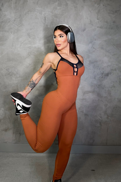 SCRUNCH BOOTY BROWN AND BLAH RINGS JUMPSUIT