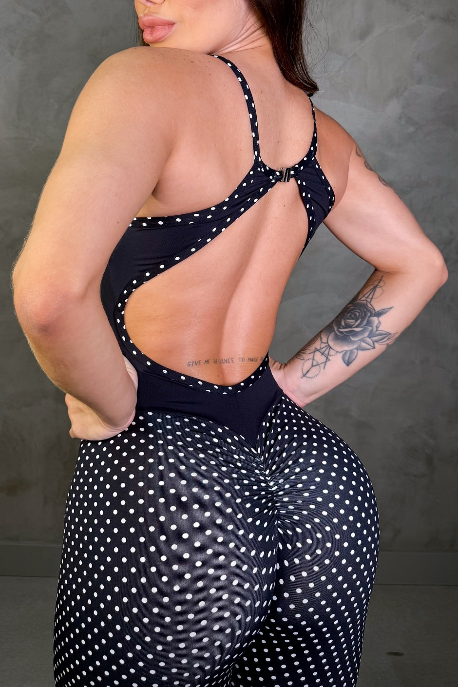 SCRUNCH BOOTY BLACK AND WHITE POLK DOTS GORGEOUS JUMPSUIT