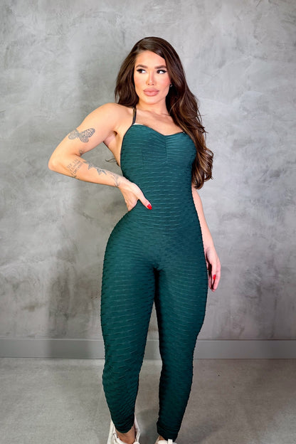 SCRUNCH BOOTY GREEN WAVE SEXY JUMPSUIT