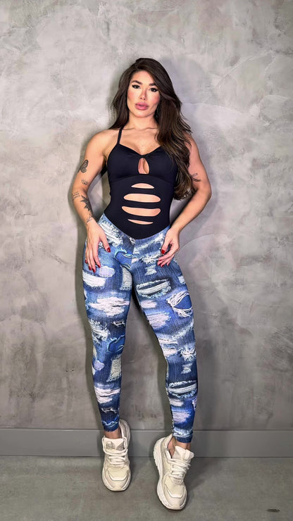 SCRUNCH BOOTY FAKE JEANS AND RIPPED JUMPSUIT