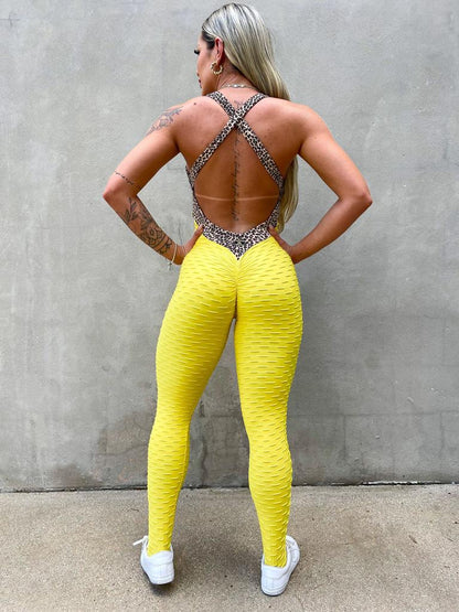 SCRUNCH BOOTY YELLOW AND BROWN TEETH JUMPSUIT