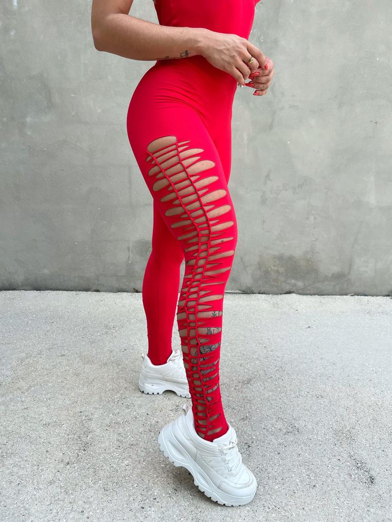 SCRUNCH BOOTY RED RIPPED JUMPSUIT