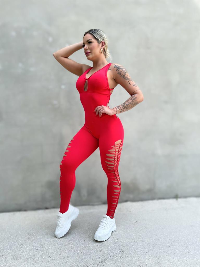 SCRUNCH BOOTY RED RIPPED JUMPSUIT