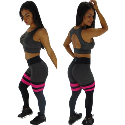 BUTT SCRUNCH PINK TH-IRIS GRAY & BLACK LEGGINGS - Iris Fitness home of good quality leggings with really good prices