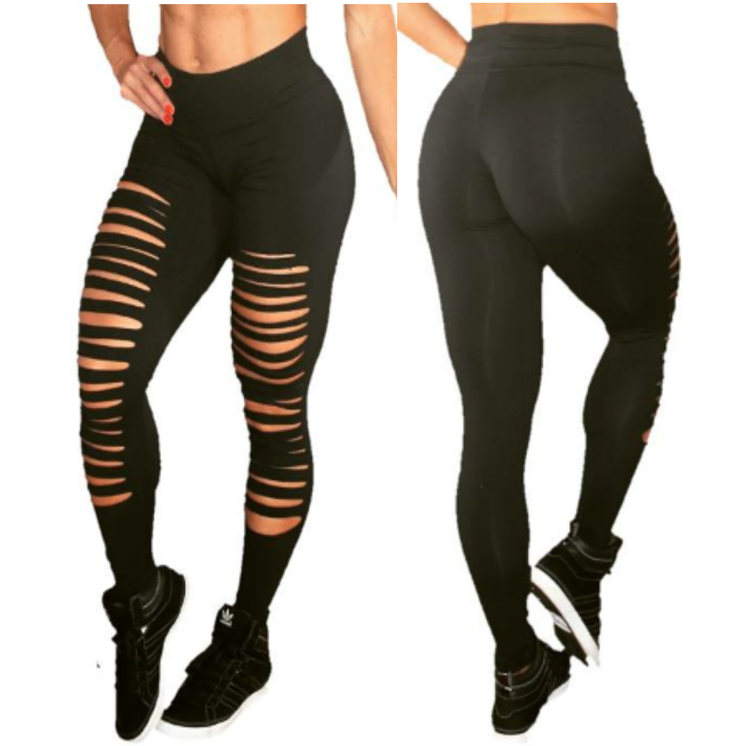 BUTT SCRUNCH RIPPED BLACK LEGGINGS - Iris Fitness home of good quality leggings with really good prices