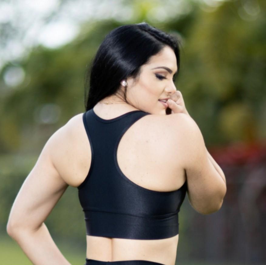 MESH FRONT SHINY BLACK TOP - Iris Fitness home of good quality leggings with really good prices