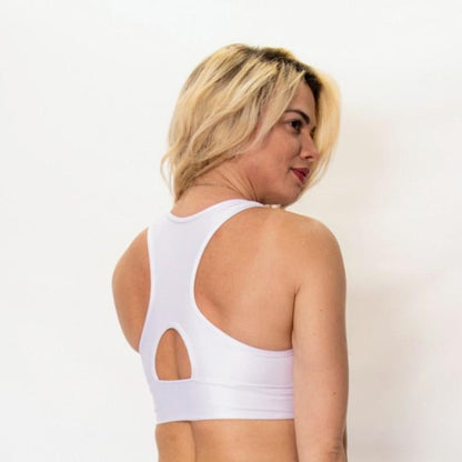MESH FRONT SHINY WHITE TOP - Iris Fitness home of good quality leggings with really good prices