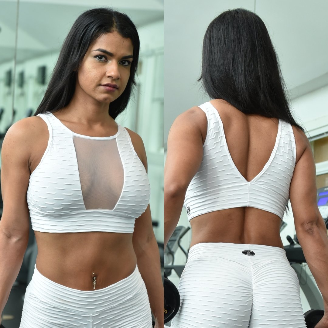 TULE FRONT WHITE TEXTURE WAVE TOP - Iris Fitness home of good quality leggings with really good prices